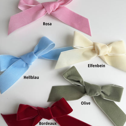 Samtschleifen unterschiedliche Farben Rosa Hellblau Olive 