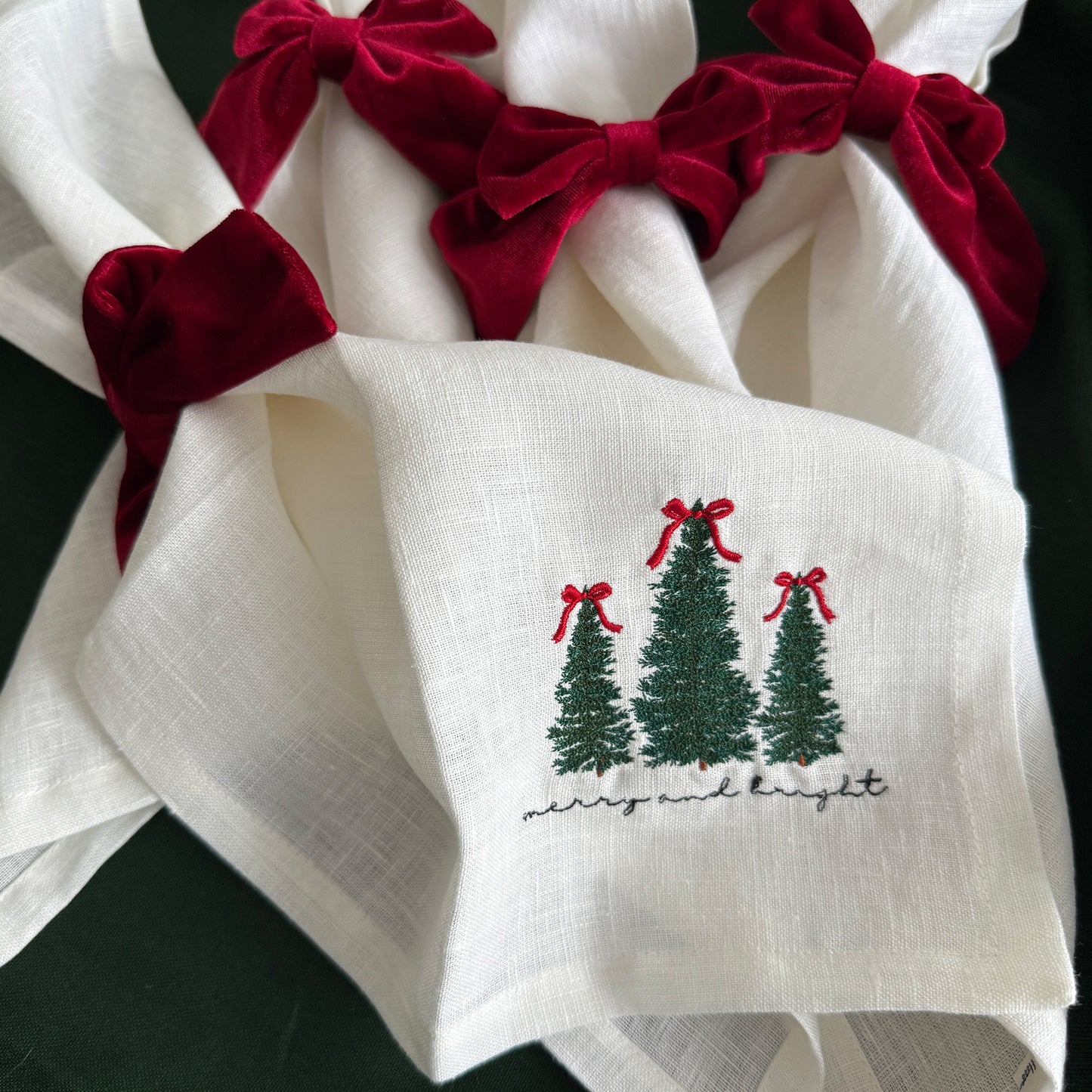 Leinen-Servietten-Set "Merry and bright" (4 Stk.)