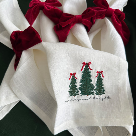 Leinen-Servietten-Set "Merry and bright" (4 Stk.)