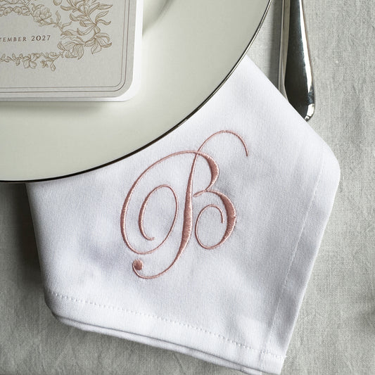 "BELLE" - bestickte personalisierte Serviette mit Monogramm für Hochzeit & Events