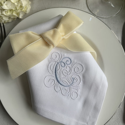 "BLUSH" - bestickte personalisierte Serviette mit Monogramm für Hochzeit & Events