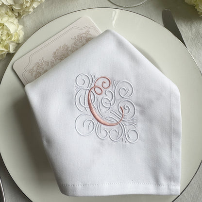 "BLUSH" - bestickte personalisierte Serviette mit Monogramm für Hochzeit & Events