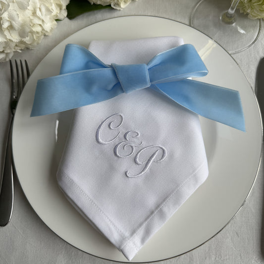"LUXE" - bestickte personalisierte Serviette mit Monogramm für Hochzeit & Events