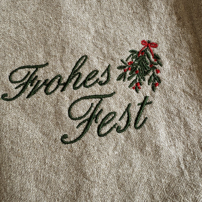 FROHES FEST – Besticktes Leinen-Serviettenset, 4er-Set