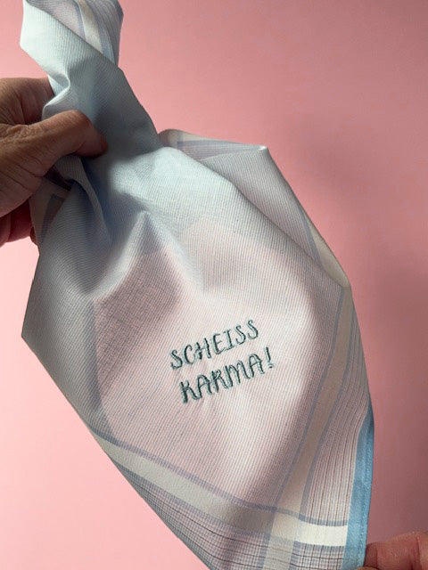 Taschentuch Scheiss Karma Hellblau Geschenk